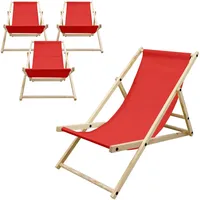 ECD Germany 4er Set Liegestuhl klappbar, Rot Holz 52x83x117