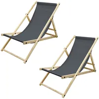 ECD Germany 2er Set Liegestuhl klappbar aus Holz, Anthrazit,