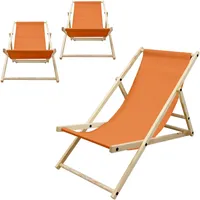 ECD Germany 3er Set Liegestuhl klappbar Orange aus Holz,