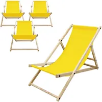 ECD Germany 4er Set Liegestuhl klappbar, Gelb, Holz, 52x83x117