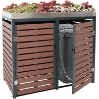 MCW 2er Mülltonnenverkleidung MCW-K14, Mülltonnenbox mit Pflanzkasten, 124x134x84cm WPC