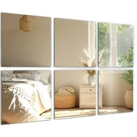 Tulup Wandspiegel, Transparent, Glas, Quadratisch, 16x16x0.4 cm, Spiegel, Wandspiegel