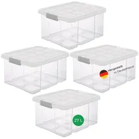 Novaliv 4x Aufbewahrungsboxen mit Deckel 27L transparente Nestbar stapelbare