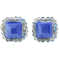 COLLEZIONE ALESSANDRO Ohrclips Sparkle Square Damen, Gr.: Glas, blau