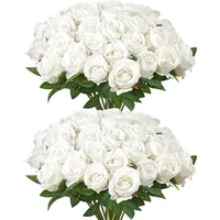 Vevor Künstliche Blumen Rosen, 60 Stück Kunstblumen, Weiße Gefälschte