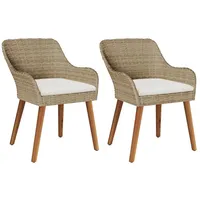VidaXL Gartenstühle mit Kissen 2 Stück Beige Poly Rattan