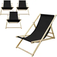 ECD Germany 4er Set Liegestuhl klappbar, Schwarz Holz, 3