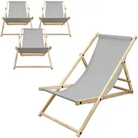 ECD Germany 4er Set Liegestuhl klappbar, Hellgrau, Holz, 52x83x117