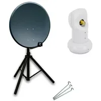PremiumX Mobile Camping Satelliten-Komplettanlage 45cm Satellitenschüssel SAT Single LNB