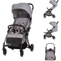 Chipolino Kinderwagen Illusion klappbar, verstellbare Fußstütze, Federung, Korb grau