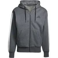 Adidas Essentials 3-Streifen Fleece Hoodie - Dark Grey heather/black