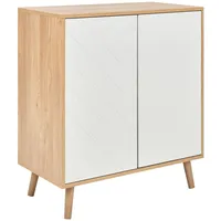 Beliani Sideboard MDF Spanplatte Holzfurnier 2 Türen mit Regalen