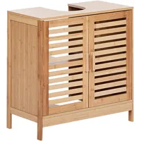 Beliani Waschbeckenunterschrank Missoula Bambusholz 60 cm Hellbraun