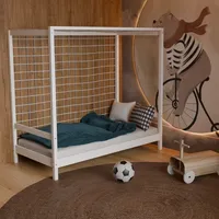 Hago HAGO24 Kinderbett Fußballtor weiß Jugendbett Einzelbett Holz 80x160cm