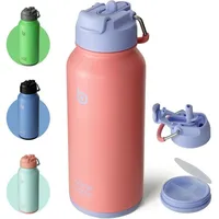 Luxuskollektion Edelstahl Trinkflasche 1L mit Strohhalm Auslaufsicher Isolierflasche