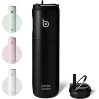 Luxuskollektion Isolierte Trinkflasche 680ml mit Strohhalm und Griff, doppelwandig