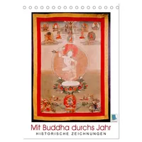 Calvendo Mit Buddha durchs Jahr: historische Zeichnungen (Tischkalender 2026