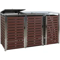 Mendler 3er Mülltonnenverkleidung HWC-K14, Mülltonnenbox, 120x200x85cm WPC Edelstahl 104kg