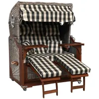 WebaVita Strandkorb Bali Mahagoni Grau