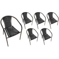 LC Garden 6er Set »Garvista« Gartenstuhl braun/schwarz Metall/PE-Rattan Stapelstuhl