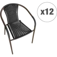 LC Garden 12er Set »Garvista« Gartenstuhl braun/schwarz Metall/PE-Rattan Stapelstuhl