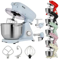 Arebos Küchenmaschine 1800W 6L Edelstahl- Geräuscharm 6 Stufen Blau