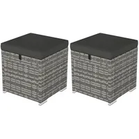 Outsunny Hocker Dunkelgrau, Metall, 40x41x40 cm, Gartenmöbel, Gartenstühle, Gartenhocker