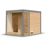 Karibu Saunahaus Ares 2 - Hybridhaus mit Metallrahmen -