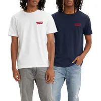 Levi's Herren 2-Pack Crewneck Graphic Tee T-Shirt, Chesthit White