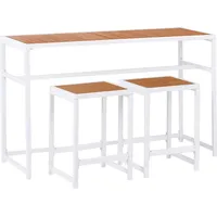 Beliani Gartenmöbel Set 3-tlg. Weiß/Braun