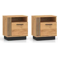 Feldmann-Wohnen 2Er-Set, Braun, Schwarz, Holz, 50x55x35 cm, Schlafzimmer, Nachttische