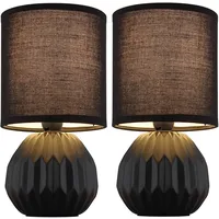 GLOBO Lighting - Tischlampe schwarz Keramik Nachttischlampe Tischleuchte Wohnzimmerlampe