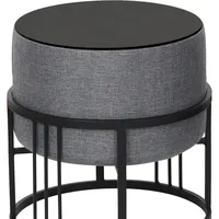 [en.casa] Multifunktionaler stapelbarer Sitzhocker Tas 2er Set rund Dunkelgrau