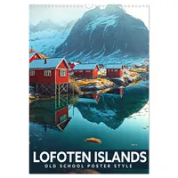 Calvendo Lofoten Islands - Old School Poster Style (Wall