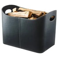 Kobolo Holzkorb für Kaminholz Aufbewahrungskorb - Kunstleder - schwarz