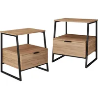 Vicco Nachttisch, Lunor, Goldkraft Eiche/Schwarz, 2er Set