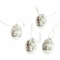 Loberon Osterei 4er Set Finna, charmanter Nostalgie-Look, handbemalt, Hasen-Print,