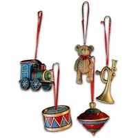 Loberon Anhänger 5er Set Dassa, Teddy, Trompete, Trommel, Eisenbahn,