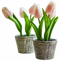 Loberon Deko-Tulpe 2er Set Zéphine, von Hand Gefertigt, Topf