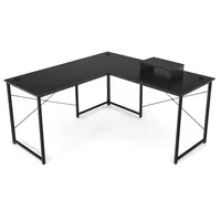 Costway Eckschreibtisch, Schwarz, Holz, 150x74x150 cm, Arbeitszimmer, Schreibtische, Eckschreibtische