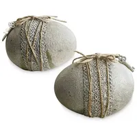 Loberon Osterei 2er Set Réjane, reizend verzierte Deko-Eier, Vintage-Romantik,