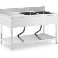 Royal Catering Spültisch - 2 Becken - Edelstahl -