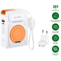 4smarts 6in1 Hybrid Charger Wireless Powerbank White - Weiß/Orange