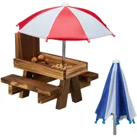 Relaxdays Eichhörnchen Tisch 2 Schirme 100 x 50 x