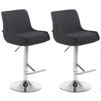 CLP 2er Set Barhocker Club Stoff schwarz/chrom