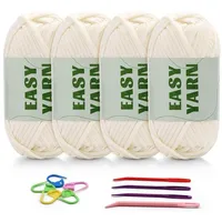 Luxuskollektion 4er Set Milchig weißes Häkel- und Strickgarn für