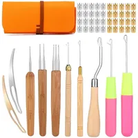 Luxuskollektion Dreadlock-Häkelnadel Set 8-teilig Bambusgriff Haareflechten 3 Größen