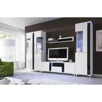 JV Möbel Hochglanz Wohnwand Schrankwand Wohnzimmer, Schrank Vitrine Sideboard