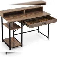 Costway Schreibtisch mit Schublade, Monitorständer & 2 offenen Regalen,
