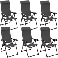 Tectake tectake® Campingstuhl, klappbar, 7-fach verstellbare Rückenlehne mit Kopfpolster,